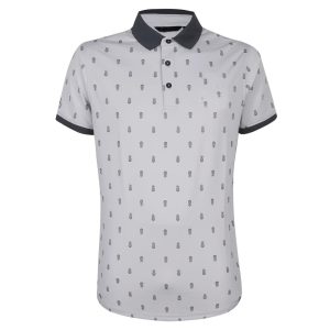 Men's Light Grey Print Polo Shirt