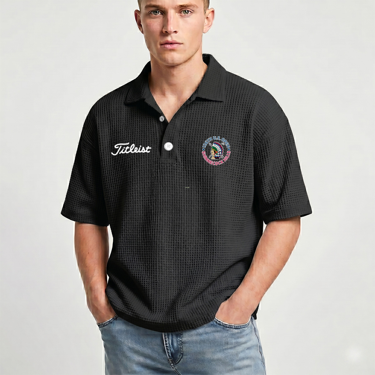 2026 U.S. Open Golf Championship Titleist USO261 Waffle-Knit Polo Limited - Image 3